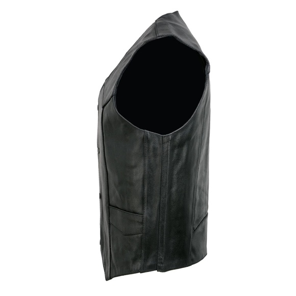 Men's Black Leather Vest with Pockets - Large - Picture 3 of 9